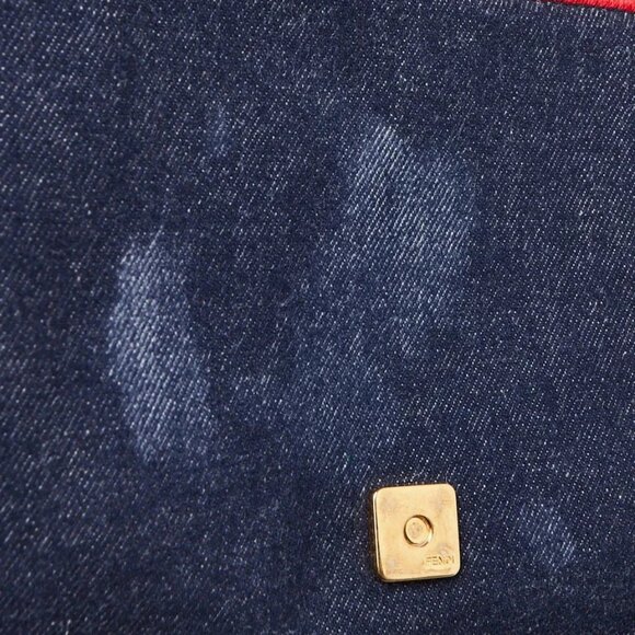 Fendi Blue/Red Dark Blue Denim Large Baguette Bag 8BR771 - Picture 6 of 12